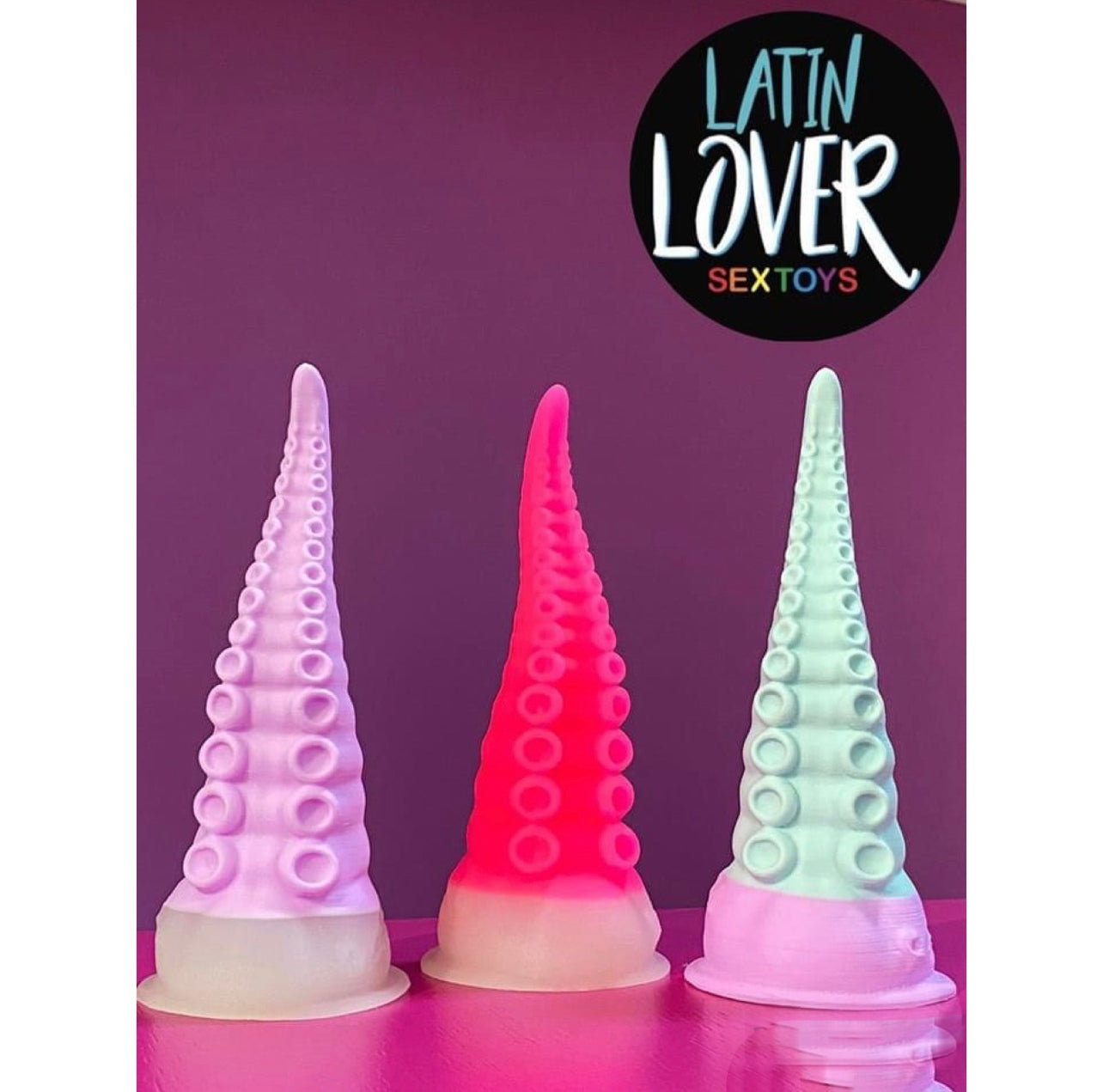 Dildo Consolador Latin Lover De Tentaculo Agua Marina con Lila