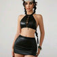 Conjunto Cuerina Negro Diabla Importado (S-M)