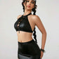 Conjunto Cuerina Negro Diabla Importado (S-M)