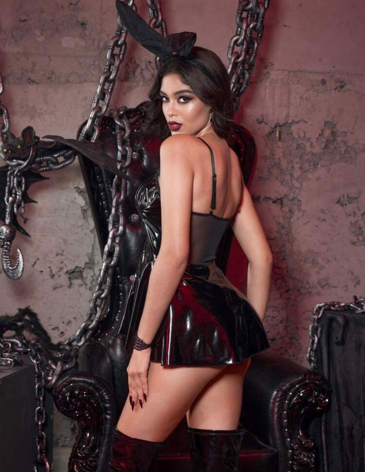 Disfraz Coneja Latex Vestido Importado