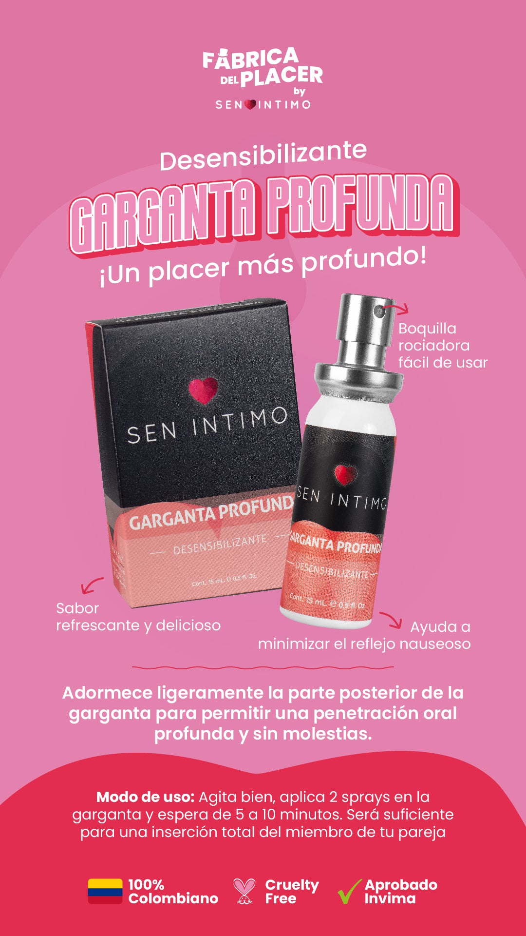 Lubricante Garganta Profunda Desensibilizante x 15ml Sen Intimo