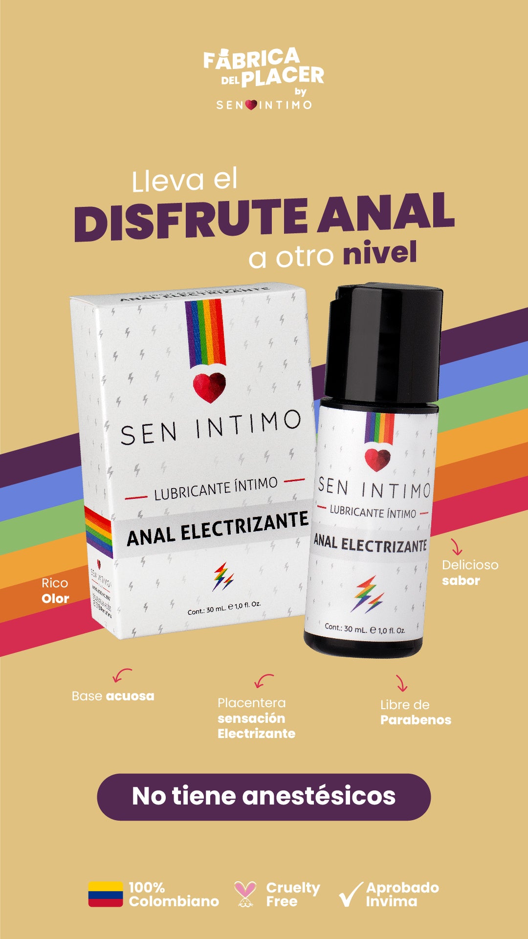 Lubricante Intimo Anal Electrizante x 30 ml Sen Intimo